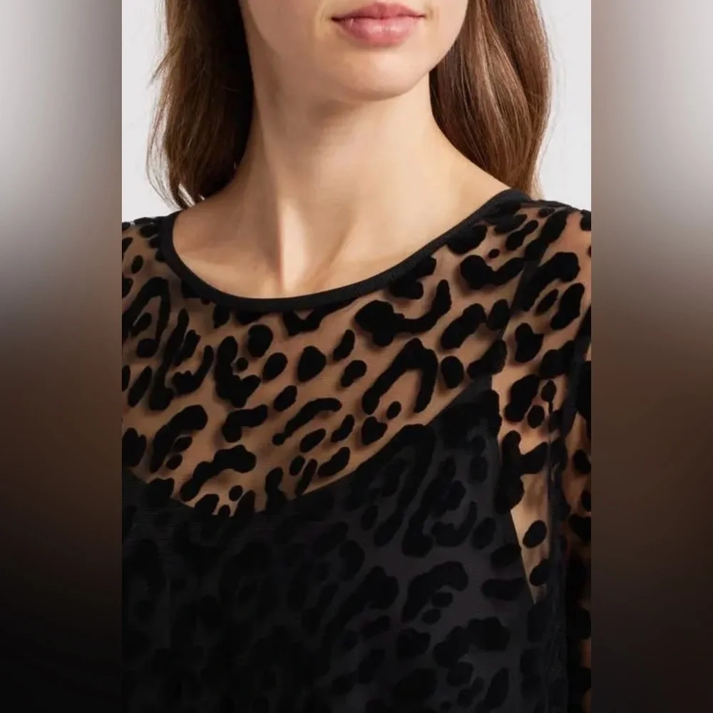MASAI COPENHAGEN Otilo Leopard Velvet Jacquard Sheer Mesh Midi Dress